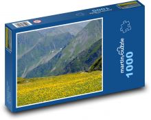 Horská příroda - květiny, louka Puzzle 1000 dílků - 60 x 46 cm