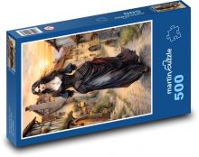 A woman walking down a medieval street Puzzle of 500 pieces - 46 x 30 cm 