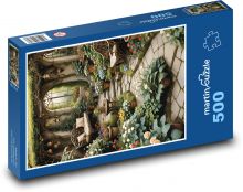 Zahrada plná květin u domu Puzzle 500 dílků - 46 x 30 cm