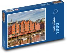 Norwegia - domy nad rzeką Puzzle 1000 elementów - 60x46 cm