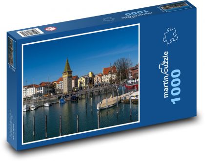 Přístav, město - Puzzle 1000 dílků, rozměr 60x46 cm