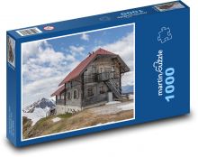 Chata - górska, śnieżna Puzzle 1000 elementów - 60x46 cm