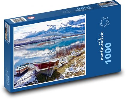 Lake - boats, snow - Puzzle 1000 pieces, size 60x46 cm 