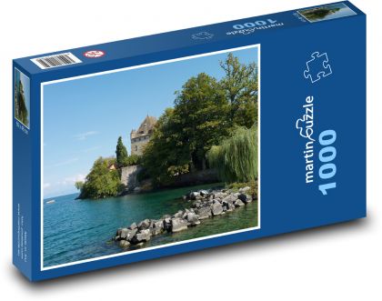 Jezero - hrad, krajina - Puzzle 1000 dílků, rozměr 60x46 cm