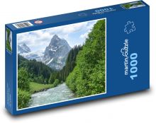 Alpy - rieka, hora Puzzle 1000 dielikov - 60 x 46 cm 