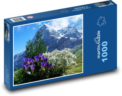 Kvety - hory, Alpy - Puzzle 1000 dielikov, rozmer 60x46 cm