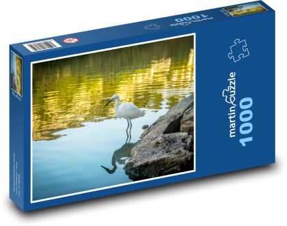 Volavka - pták, jezero - Puzzle 1000 dílků, rozměr 60x46 cm