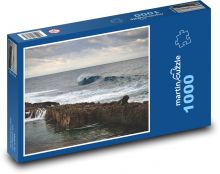 Skaliste wybrzeże - ocean, fale Puzzle 1000 elementów - 60x46 cm