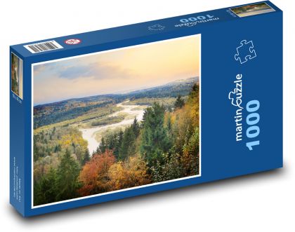 Řeka - příroda, stromy - Puzzle 1000 dílků, rozměr 60x46 cm