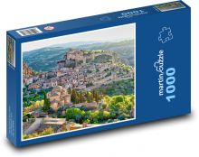 Dedina na kopci - mesto, príroda Puzzle 1000 dielikov - 60 x 46 cm 