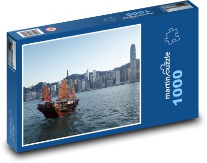 Port - ship, city - Puzzle 1000 pieces, size 60x46 cm 