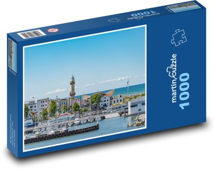 Warnemünde lighthouse - maják v Rostocku, Německo - Puzzle 1000 dílků, rozměr 60x46 cm