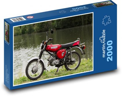 Motocykl - červený Simson S51 - Puzzle 2000 dílků, rozměr 90x60 cm