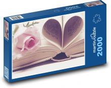 Valentýn - růže, srdce Puzzle 2000 - 90x60 cm
