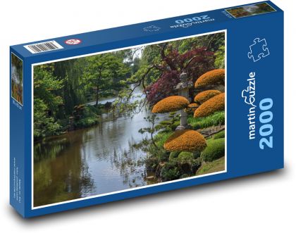 Japonská zahrada - orientální park, jezero  - Puzzle 2000 dílků, rozměr 90x60 cm