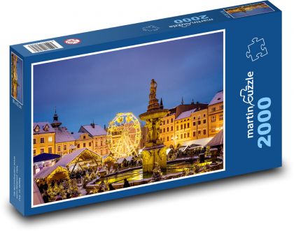 Vánoční trh - České Budějovice, večerní osvětlení - Puzzle 2000 dílků, rozměr 90x60 cm