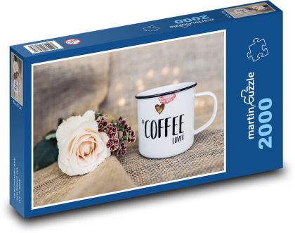 Mug - coffee, roses - Puzzle 2000 pieces, size 90x60 cm 