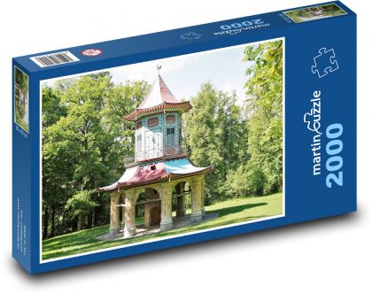 Vlašim - čínský letohrádek, zámecký park  - Puzzle 2000 dílků, rozměr 90x60 cm