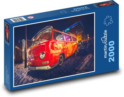 Retro autobus - VW auto, starožitné auto - Puzzle 2000 dílků, rozměr 90x60 cm