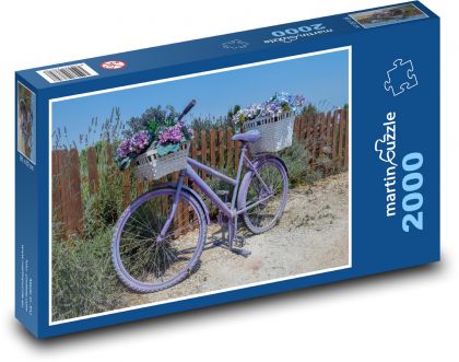 Old bicycle - decoration, flowers - Puzzle 2000 pieces, size 90x60 cm 