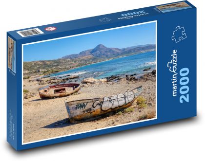 Boats - Beach, Crete - Puzzle 2000 pieces, size 90x60 cm 