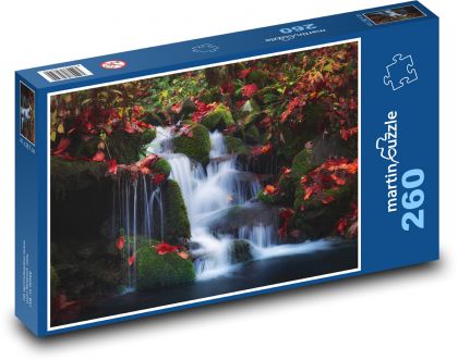 Waterfall, autumn - Puzzle 260 pieces, size 41x28.7 cm 