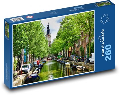 Amsterdam - městský kanál - Puzzle 260 dílků, rozměr 41x28,7 cm