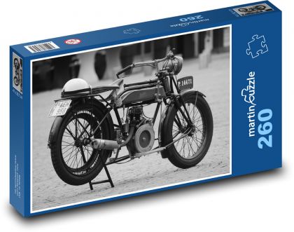 Historický motocykel - veterán, moped - Puzzle 260 dielikov, rozmer 41x28,7 cm