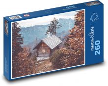 Horská chata - jeseň, alpy Puzzle 260 dielikov - 41 x 28,7 cm 