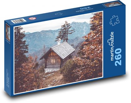 Horská chata - jeseň, alpy - Puzzle 260 dielikov, rozmer 41x28,7 cm