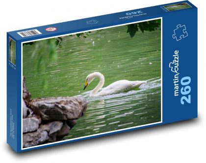 Bílá labuť - vodní pták, jezero - Puzzle 260 dílků, rozměr 41x28,7 cm