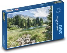 Švajčiarske jazero - hory, stromy Puzzle 260 dielikov - 41 x 28,7 cm 