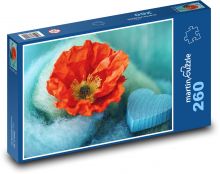 Heart - poppy, decoration Puzzle 260 pieces - 41 x 28.7 cm 