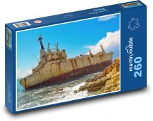 Vrak lodě - skalnaté pobřeží, moře Puzzle 260 dílků - 41 x 28,7 cm