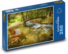 Rzeka w lesie - strumień, przyroda Puzzle 260 elementów - 41x28,7 cm