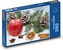 Vianoce - červené jablko, šiška Puzzle 260 dielikov - 41 x 28,7 cm 