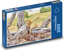 Lvice - Tanzanie, safari  Puzzle 260 dílků - 41 x 28,7 cm