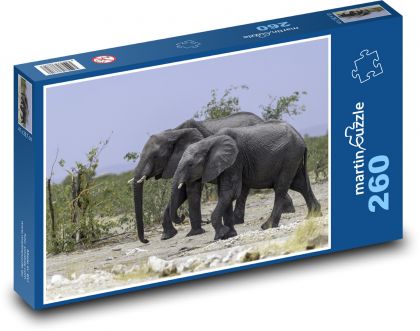 Sloni - zvířata, safari - Puzzle 260 dílků, rozměr 41x28,7 cm