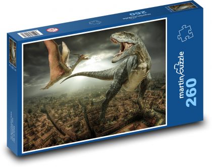 Dinosaurus - město, fantazie - Puzzle 260 dílků, rozměr 41x28,7 cm