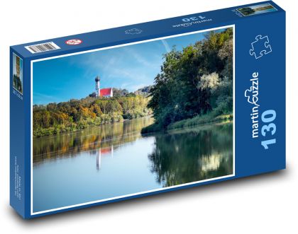 Příroda, jezero, kostel - Puzzle 130 dílků, rozměr 28,7x20 cm