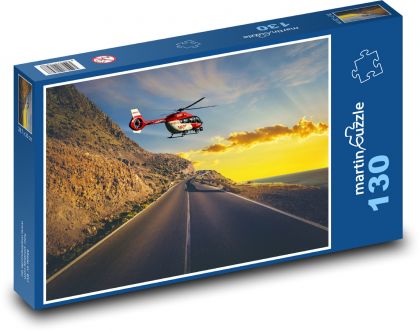 Helicopter over the road - Puzzle 130 pieces, size 28.7x20 cm 