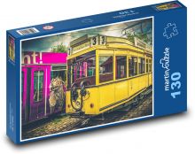 žltá električka Puzzle 130 dielikov - 28,7 x 20 cm 