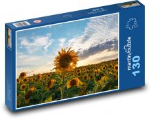 Slunečnice při západu slunce Puzzle 130 dílků - 28,7 x 20 cm