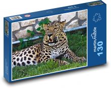 Lampart - kocia bestia, zoo Puzzle 130 elementów - 28,7x20 cm