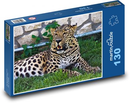 Lampart - kocia bestia, zoo - Puzzle 130 elementów, rozmiar 28,7x20 cm