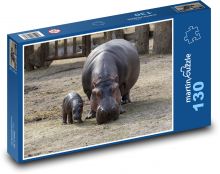 Hipopotam - Kopenhaskie zoo, zwierzę Puzzle 130 elementów - 28,7x20 cm