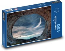 Jaskyňa - mesiac, noc Puzzle 130 dielikov - 28,7 x 20 cm 