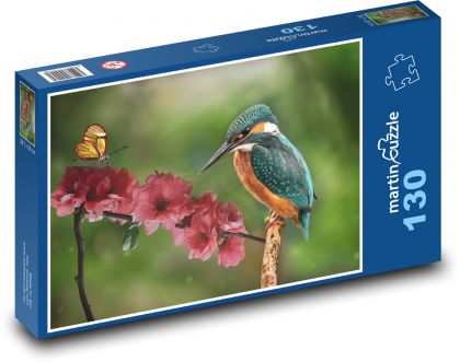 Refrigerator - bird, spring flower - Puzzle 130 pieces, size 28.7x20 cm 