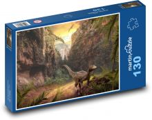 Dinozaury - krajobraz, przyroda Puzzle 130 elementów - 28,7x20 cm