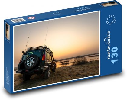 Biebrza - car by the river, sunset - Puzzle 130 pieces, size 28.7x20 cm 